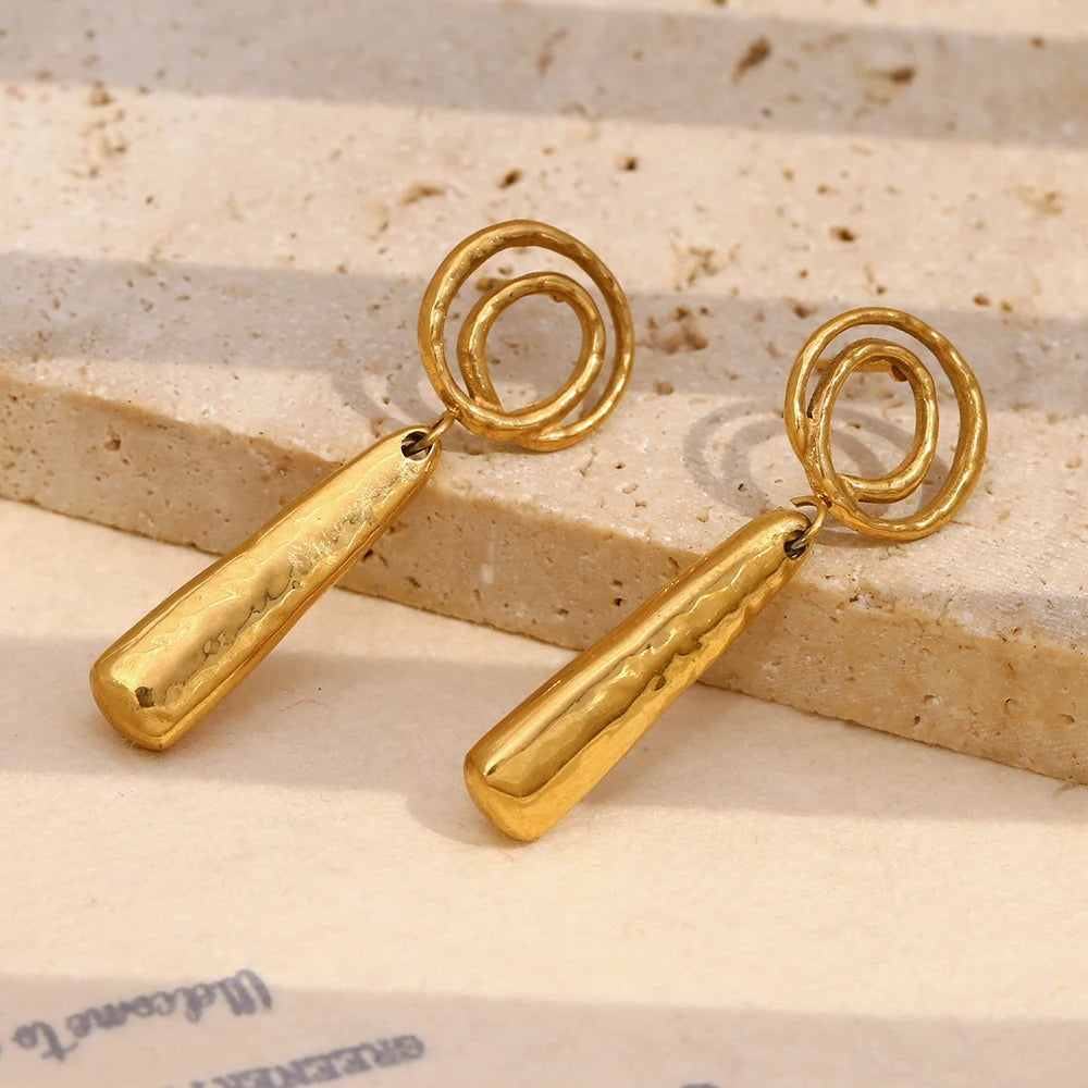 MamacitaSlay Creative 18K Gold Plated Stainless Steel Spiral Earrings, Popular Waterproof Jewelry Women's Charm Earrings Gift
