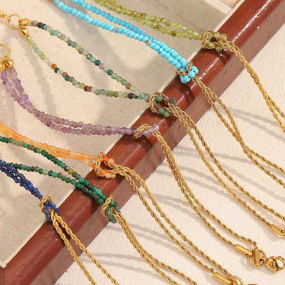 MamacitaSlay 316L Stainless Steel Natural Stone Handmade Asymmetric Bracelet Party Waterproof Jewelry Women's Charm Bracelet