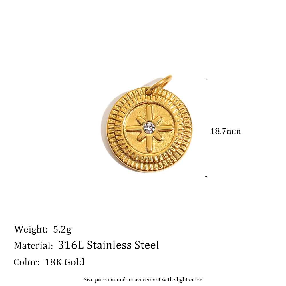 MamacitaSlay 316L Stainless Steel Zircon Star Portrait Letter Charms Necklace Earrings Bracelet DIY Accessories Women's Ornament