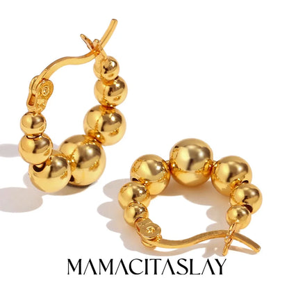 MamacitaSlay Unique Gradient Sized Beads Stainless Steel Earrings Party Waterproof Jewelry Women's Charm Statement Earrings Gift