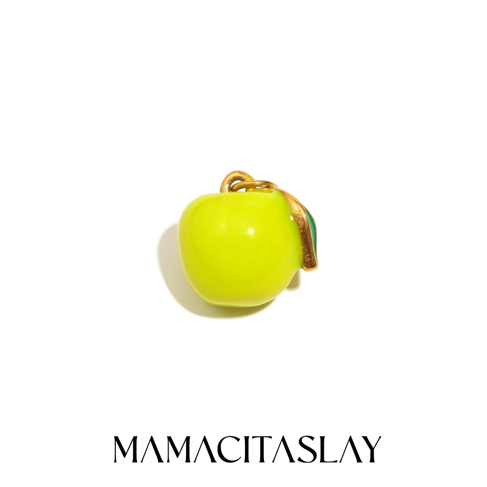 MamacitaSlay Stainless Steel Resin Tropical Fruit Charms Earrings Necklace Bracelet DIY Accessories Women's Waterproof Pendant
