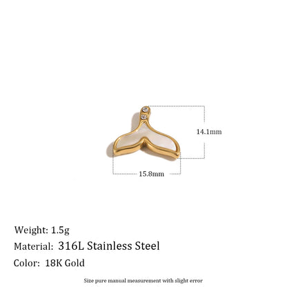 MamacitaSlay 316L Stainless Steel Ocean Theme Zircon Shell Charms 18K Gold Plated Waterproof Making DIY Jewelry For Women Gift