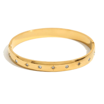 MamacitaSlay 316L Stainless Steel Star Moon Open Bracelet Bracelet 18K Gold Plated Waterproof Jewelry Women's Unique Bracelet