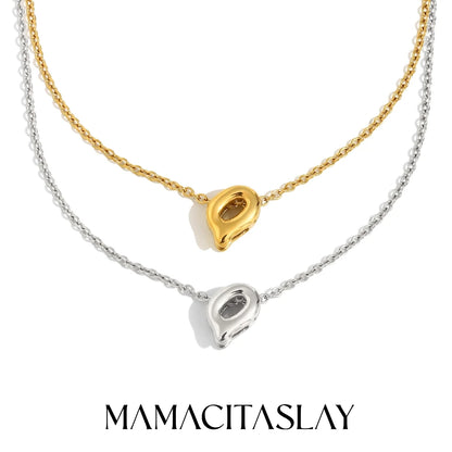 MamacitaSlay 316L Stainless Steel Letter Pendant Necklace Waterproof 18K Gold Plated Neck Jewelry Women's Minimalist Necklace