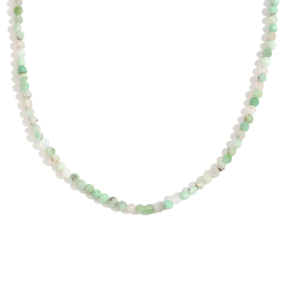 MamacitaSlay Simple 316L Stainless Steel Natural Stone Bead Necklace Waterproof Neck Jewelry Women's Elegant Statement Necklace