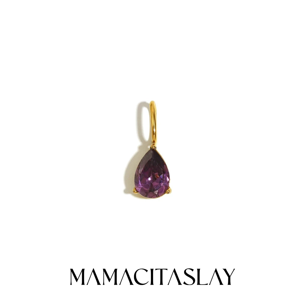 MamacitaSlay 316L Stainless Steel Zircon December Birthstone Charms Earrings Necklaces Bracelets DIY Pendant Waterproof Jewelry