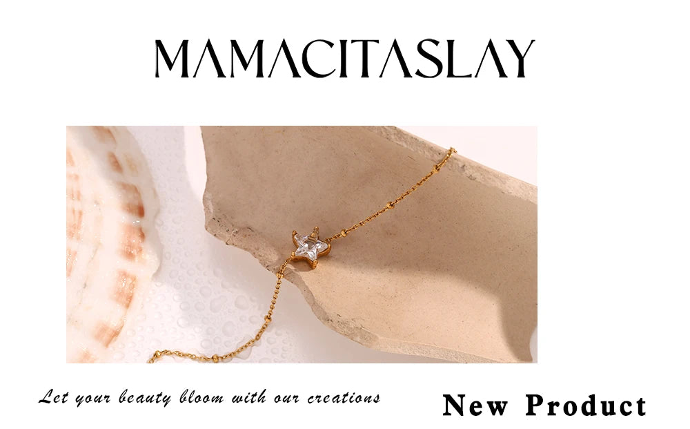 MamacitaSlay Elegant Sparking Star Thin Chain bracelets Tarnish Free Watewrproof stainless steel bracelet Trendy jewelry women