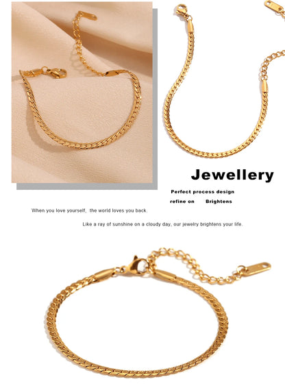 MamacitaSlay 316L Stainless Steel Encrypted NK Chain Bracelet 18K Gold Plated Minimalist Waterproof Jewelry For Women Daily Wear