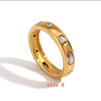 MamacitaSlay Classic Solar Geometric Zircon Bracelets Shiny Zircon Hoop Earrings 2024 Trend Stainless Steel Ring Woman