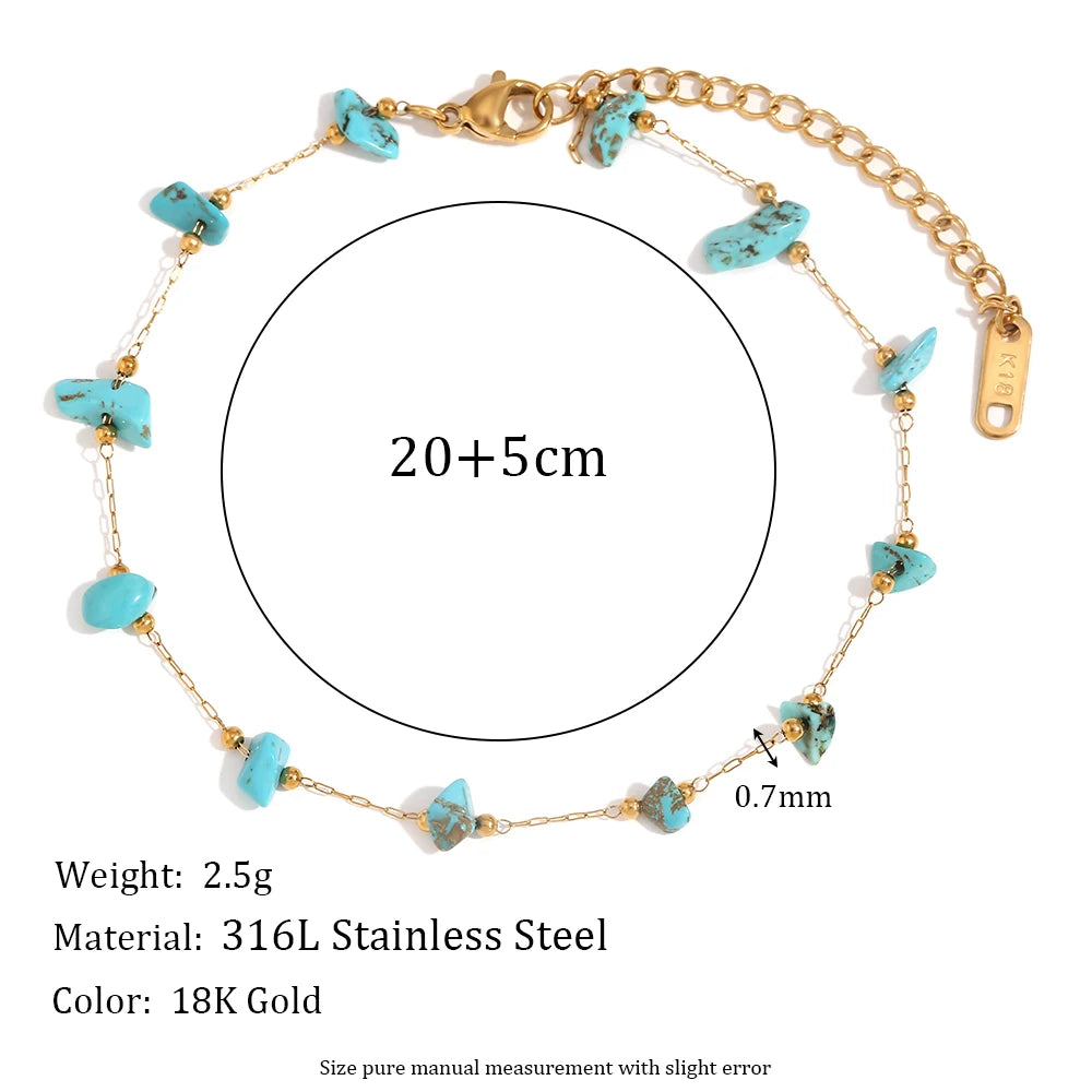 MamacitaSlay Summer Beach Waterproof Irregular Natural Stone Freshwater Pearl Anklets Stainless steel jewelry woman Gift