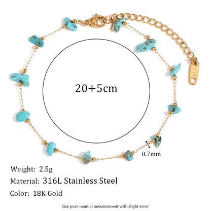 MamacitaSlay Summer Beach Waterproof Irregular Natural Stone Freshwater Pearl Anklets Stainless steel jewelry woman Gift