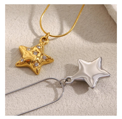 MamacitaSlay 316L Stainless Steel Zircon Star Pendant Necklace 18K Gold Plated Waterproof Jewelry Women's High Quality Necklace