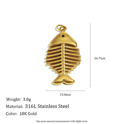 MamacitaSlay 316L Stainless Steel Enamel Ocean Style Fish Charms Earrings Necklace Bracelet DIY Pendant Women's Handmade Gift