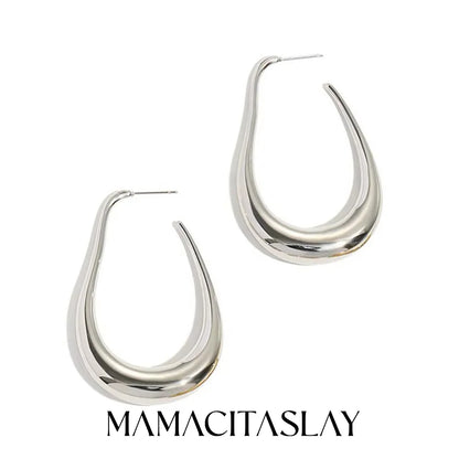 MamacitaSlay 316L Stainless Steel Pear Shape Hollow Out Hoop Earrings 18K Gold Plated Waterproof Jewelry Women's Unique Earrings