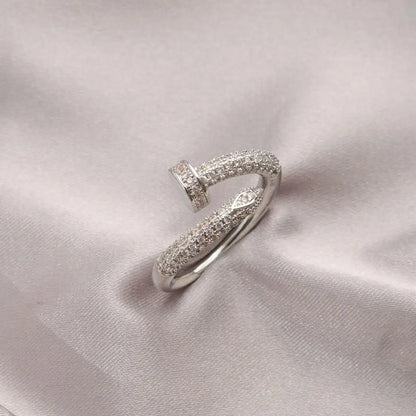 Zircon Studded Nail Wrap Ring