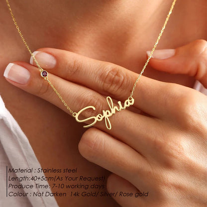 Personalized Birthstone Name Necklace