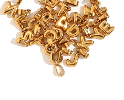 MamacitaSlay Stylish Mini Gold Plated Waterproof 26 Initial Letters Jewelry Pendants Diy Charms For Jewelry Making Dily Jewelry