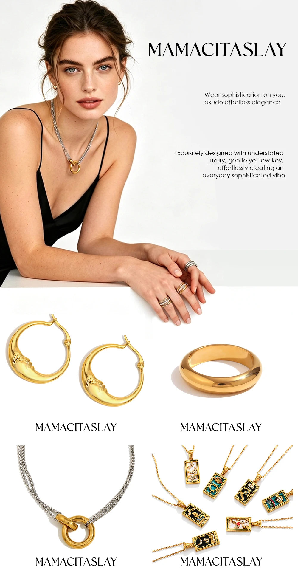 Inner Ziva Bohemian 316L Stainless Steel CZ Pendant T Bar Necklace 18K Gold Plated Waterproof Minimalist Jewelry For Women Men