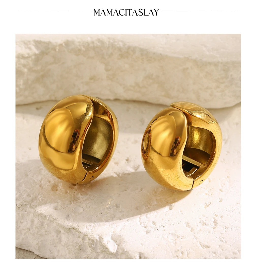 MamacitaSlay 316L Stainless Steel MINI Wide Edge Earclip Party Waterproof Jewelry Women's Simple Classic Statement Earring Gift