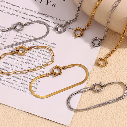 MamacitaSlay Classic Paper Clip Chain Blade Chain O Chain NK Chain Women's Hand Bracelets Trendy Women's Stainless Steel Jewelry