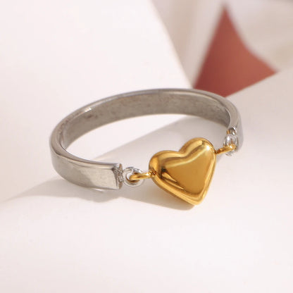 MamacitaSlay 316L Stainless Steel Two Tone Heart Ring Party Waterproof Jewelry Women's Unique Cool Charm Ring 2025 Trend Gift
