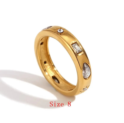 MamacitaSlay Classic Solar Geometric Zircon Bracelets Shiny Zircon Hoop Earrings 2024 Trend Stainless Steel Ring Woman