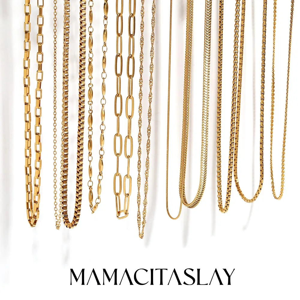 MamacitaSlay Water Wave Chain Snake Chain Women's 316L Stainless Steel Necklace Bracelets Belly Chain Various Styles Jewelry