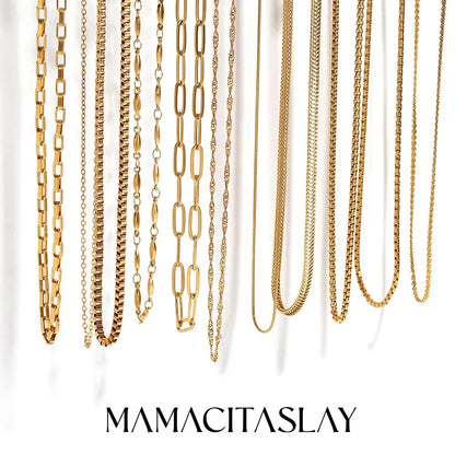 MamacitaSlay Water Wave Chain Snake Chain Women's 316L Stainless Steel Necklace Bracelets Belly Chain Various Styles Jewelry
