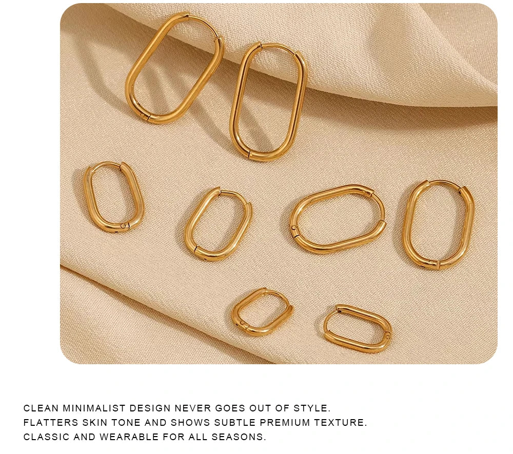 MamacitaSlay Classic Multi-Size U-Shape Hoops 18K Gold Plated Women's Earrings Waterproof 316L Stainless Steel Women's Jewelry