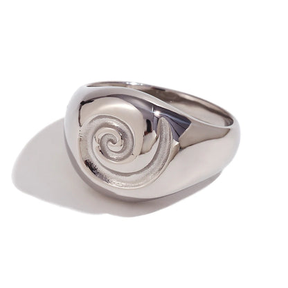 MamacitaSlay Unique Fingerprint Swirl Ripple Gold Silver Colour Rings Womens Stainless Steel Tarnish Free Jewelry Accessories