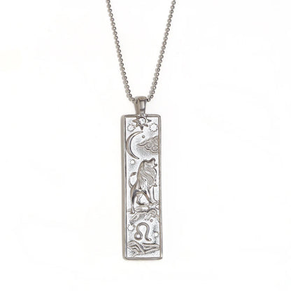 MamacitaSlay 316L Stainless Steel Zodiac Sign Rectangle Pendant Necklace 18K Gold Plated Waterproof Jewelry For Women Daily Wear