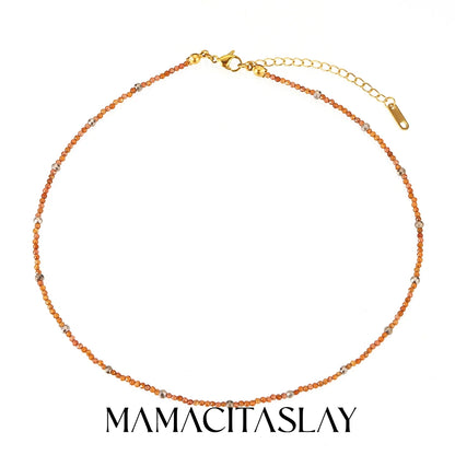 MamacitaSlay 316L Stainless Steel Natural Stone Necklace Elastic Rope Bracelet Handmade Waterproof Jewelry Women's Classic Gift
