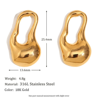 MamacitaSlay Newly design Irregular Pin gold plated earrings for women stainless steel jewelry Waterproof titanium earrings