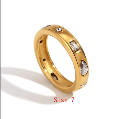 MamacitaSlay Classic Solar Geometric Zircon Bracelets Shiny Zircon Hoop Earrings 2024 Trend Stainless Steel Ring Woman