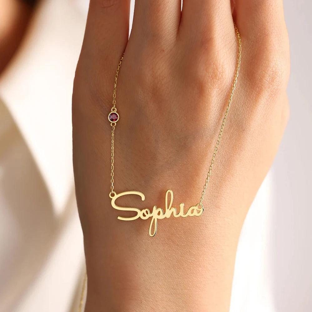 Personalized Birthstone Name Necklace