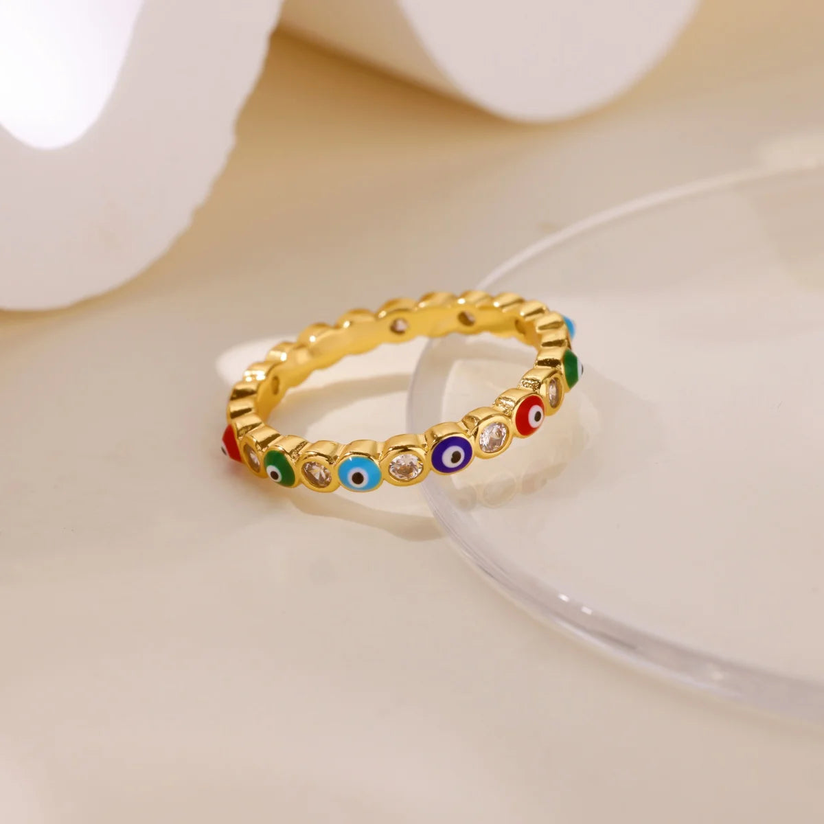 Stainless Steel Evil Eye Finger Ring Lucky Aesthetic Turkish Waterproof