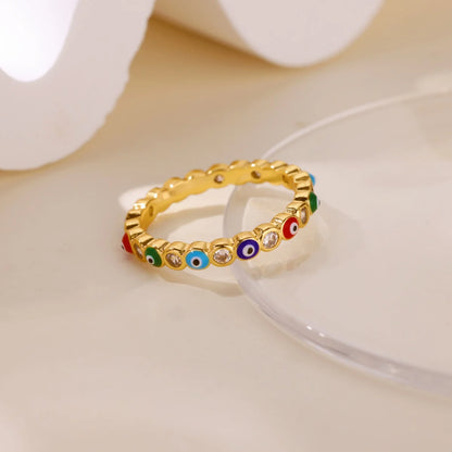Stainless Steel Evil Eye Finger Ring Lucky Aesthetic Turkish Waterproof