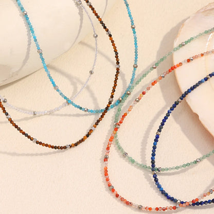 MamacitaSlay 316L Stainless Steel Natural Stone Necklace Elastic Rope Bracelet Handmade Waterproof Jewelry Women's Classic Gift