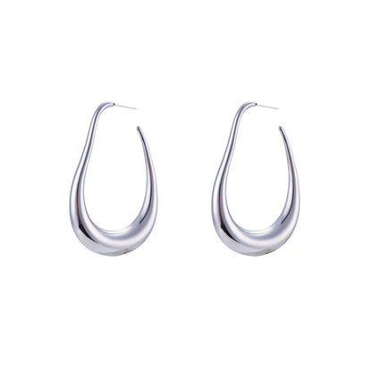 MamacitaSlay Unique Exaggerated 18K Gold Plated Stainless Steel Pear Shape Hollow Hoop Earrings Party Women's Waterproof Jewelry
