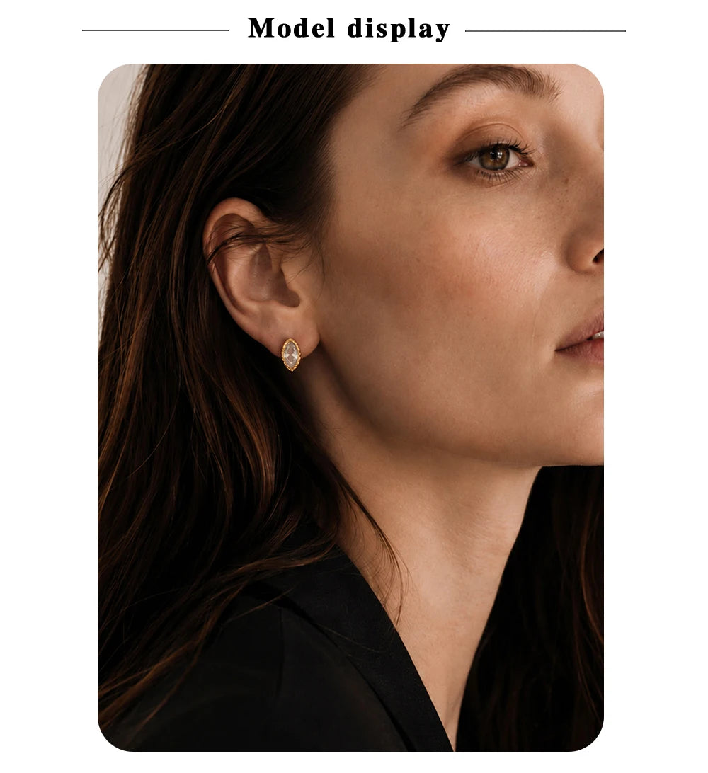 MamacitaSlay 316L Stainless Steel Water Drop Horse Eye Zircon Stud Earrings 18K Gold Plated Waterproof Elegant Jewelry For Women