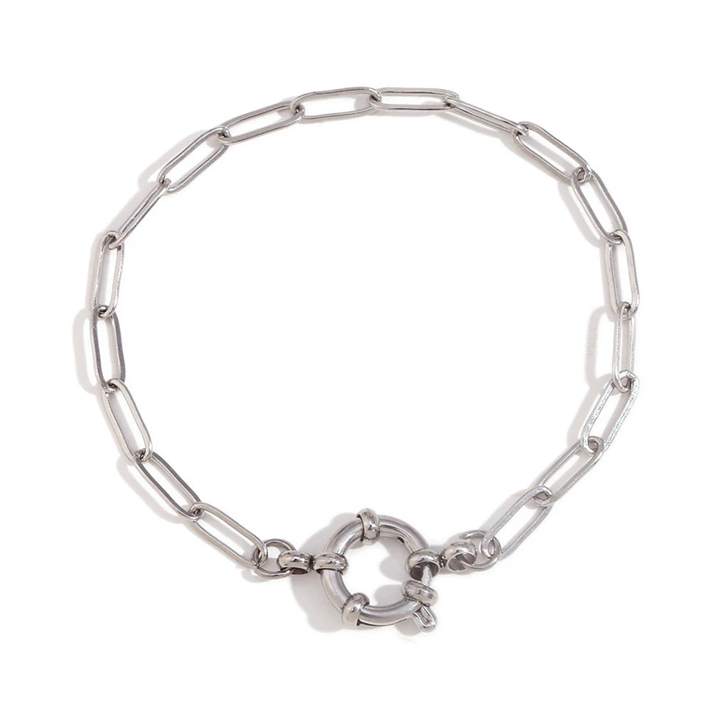 MamacitaSlay Classic Paper Clip Chain Blade Chain O Chain NK Chain Women's Hand Bracelets Trendy Women's Stainless Steel Jewelry