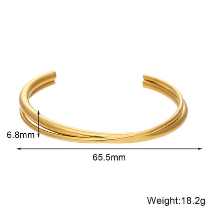 MamacitaSlay Women's Jewelry Double Layer Crossed Opening Bracelet High-end Women's Stainless Steel Gold Plated Bracelet