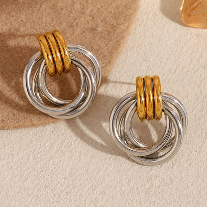 MamacitaSlay Minimalist Stainless Steel Gold Silver Colour Geometric Earrings Women's Waterproof Jewelry High Quality Gift