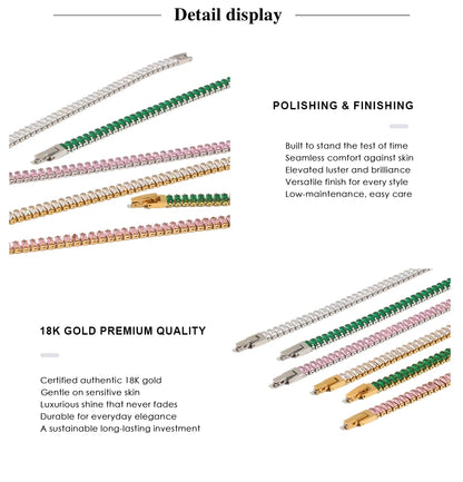 MamacitaSlay 316L Stainless Steel Baguette Zircon Bracelet 18K Gold Plated Waterproof Jewelry For Women Trend Stackable Bracelet