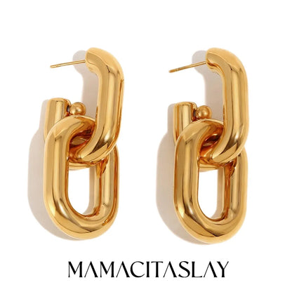 MamacitaSlay Classic 18K Gold Plated Stainless Steel Geometric Earrings Party Minimalist Waterproof Jewelry Women's Charm Gift