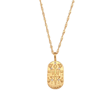 MamacitaSlay 316L Stainless Steel Zircon 12 Constellation Tarot Card Necklace 18K Gold Plated Waterproof Jewelry Women's Gifts