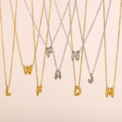 MamacitaSlay 316L Stainless Steel Letter Pendant Necklace Waterproof 18K Gold Plated Neck Jewelry Women's Minimalist Necklace