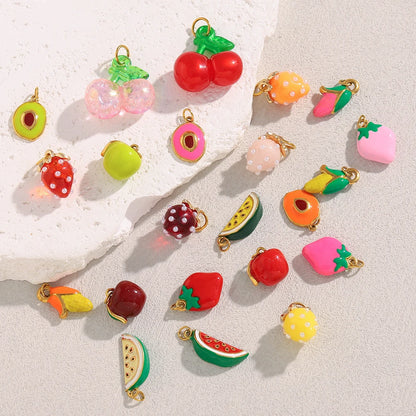 MamacitaSlay Stainless Steel Resin Tropical Fruit Charms Earrings Necklace Bracelet DIY Accessories Women's Waterproof Pendant