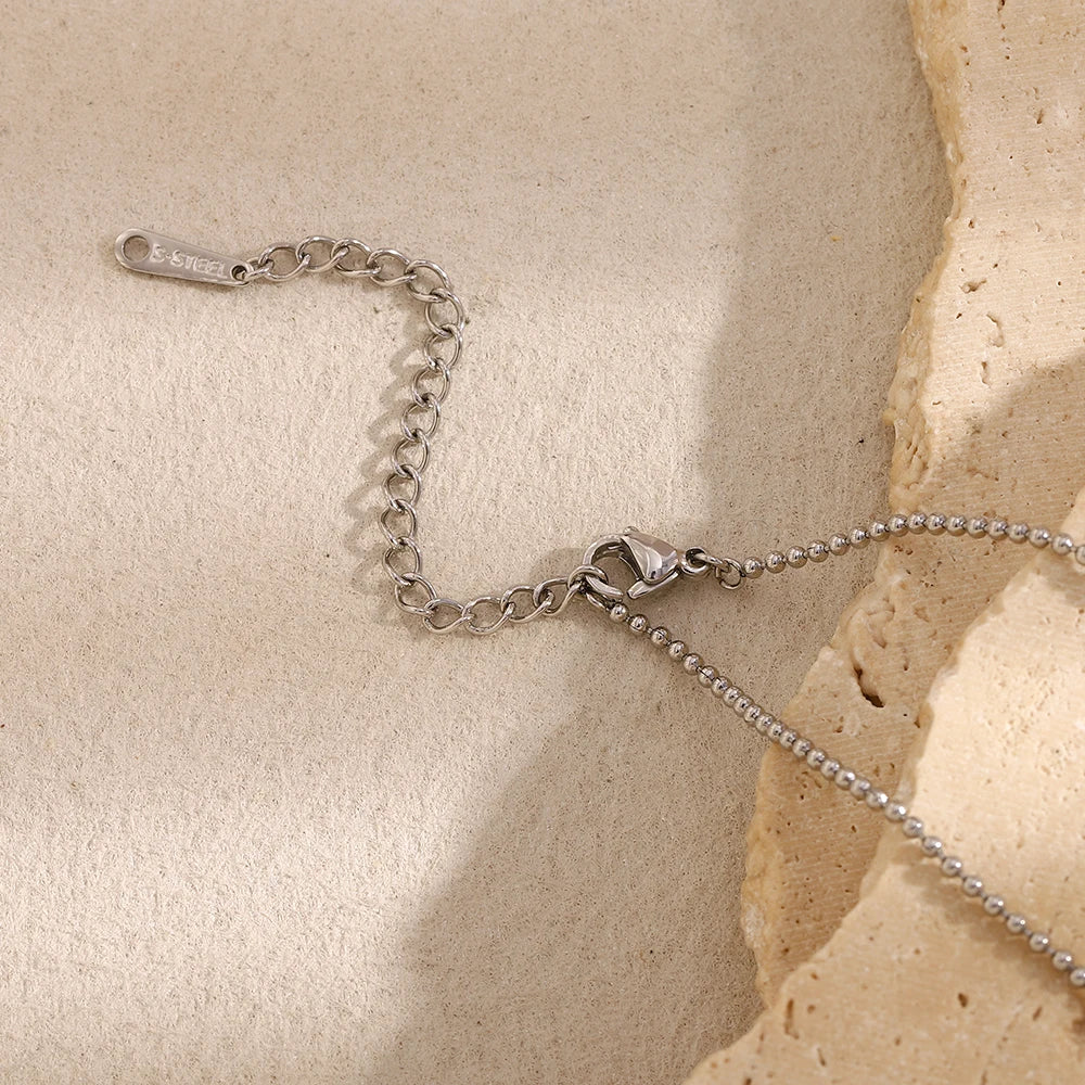 MamacitaSlay Unique 316L Stainless Steel Round Bead Chain Necklace Party Trend Waterproof Jewelry For Women's Neck Jewelry Gift