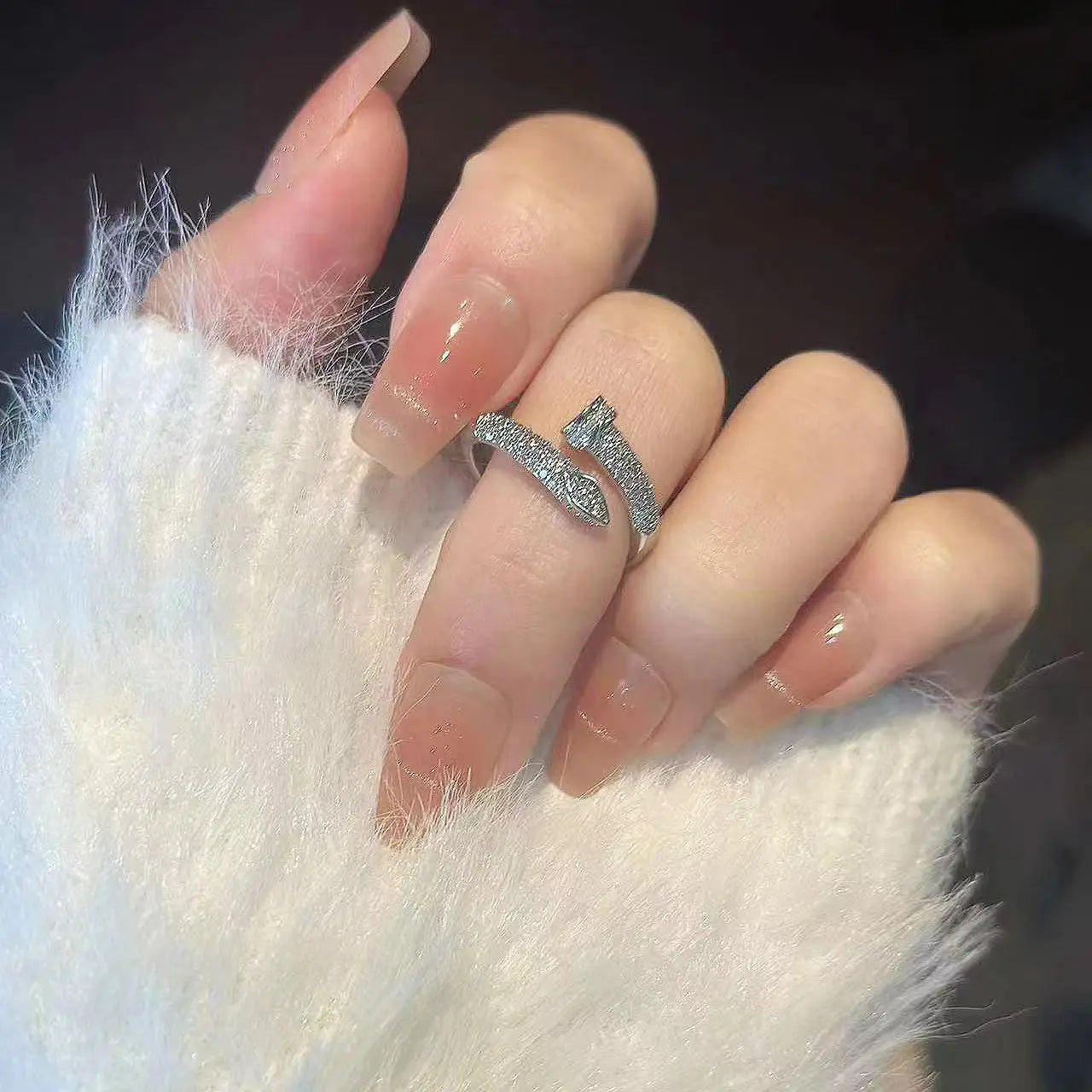 Zircon Studded Nail Wrap Ring